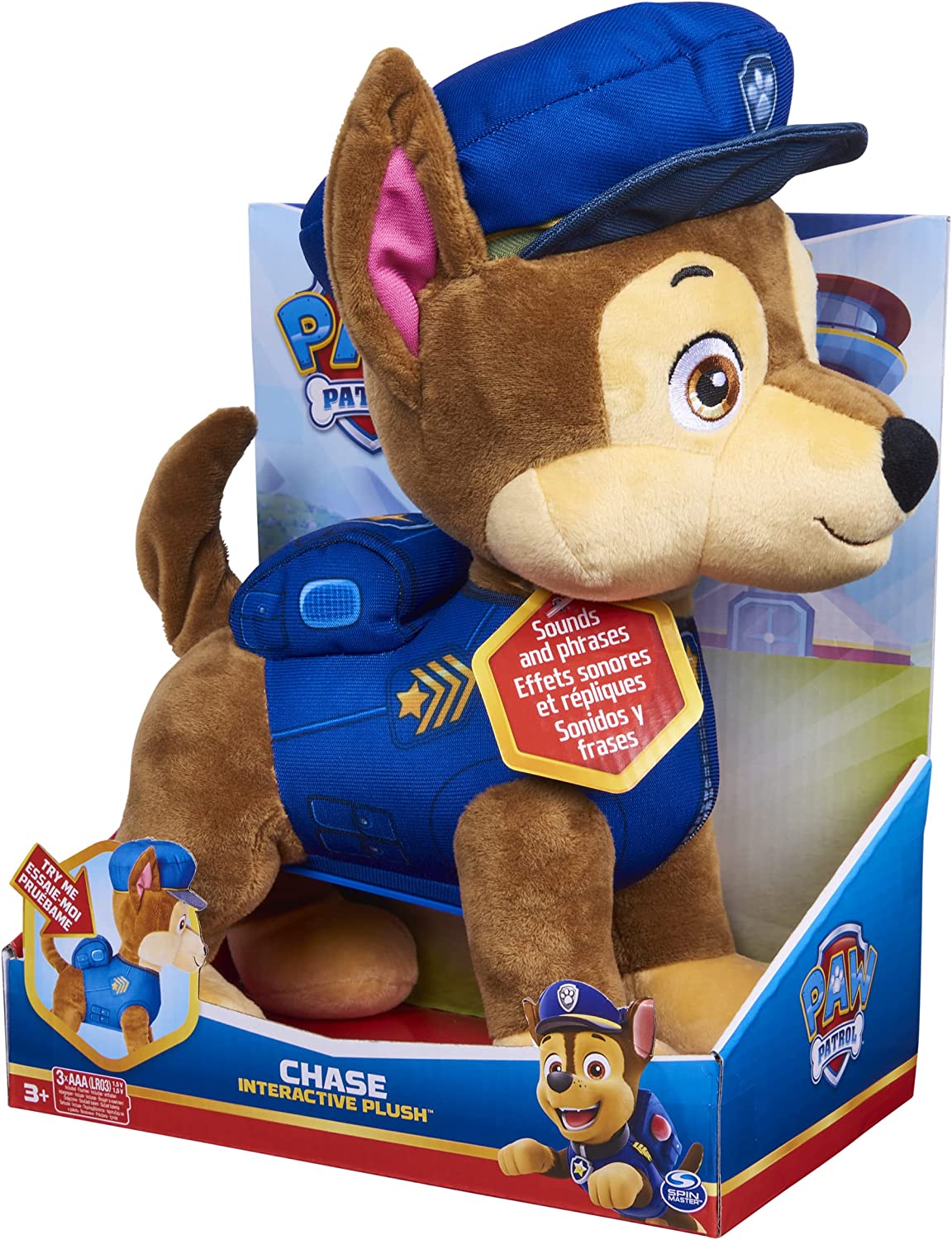 PAW Patrol Talking Chase 30.5 cm tall Interactive Plush Toy with Soun Yachew