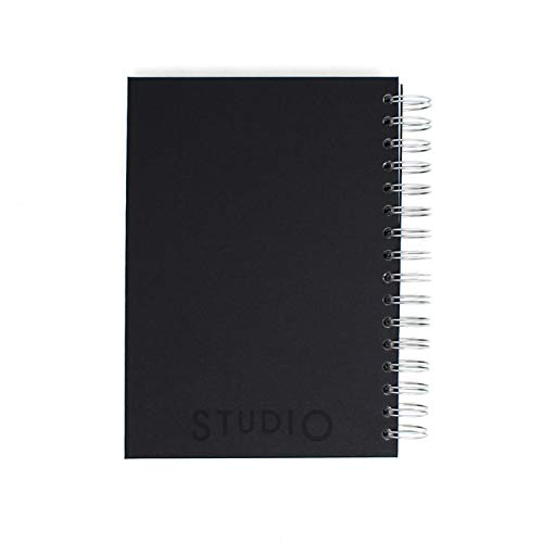 Artway Studio Spiral Bound A5 Sketchbook - 170gsm Cartridge Paper, 48 Pages, Black Hardback, Silver Wiro Binding