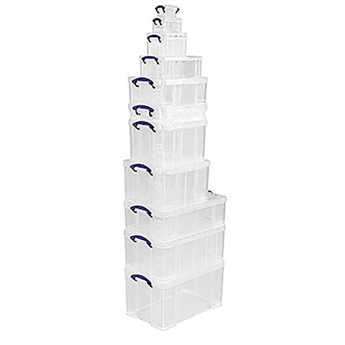 Really Useful Storage Box 5 Litre Clear - Transparent Stackable Plastic Organizer Box with Clip Lock Handles