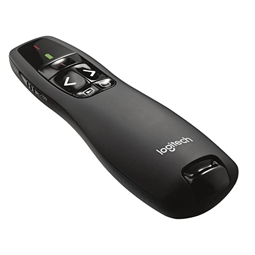 Logitech Wireless Presentation Remote with Red Laser Pointer, Intuitive Slideshow Control, 15m Range, Black (910-001356)