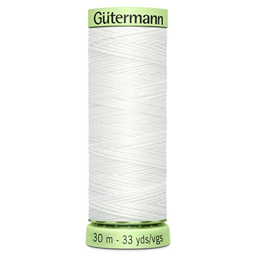 Gutermann Top Stitch Thread 30m White - 800 | Heavy-Duty Sewing Thread for Decorative Seams, Denim Repair, and Fashion Stitching