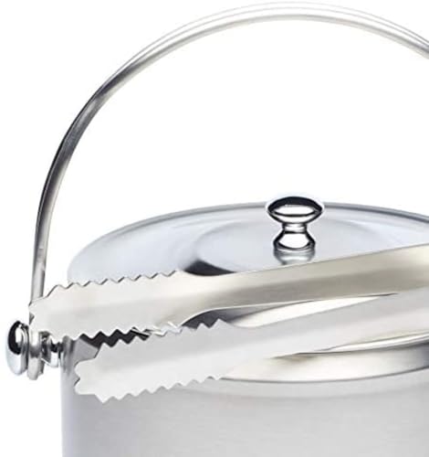 BarCraft - Stainless Steel Ice Bucket with Lid and Tongs - Stylish Ice Container for Cocktails and Drinks