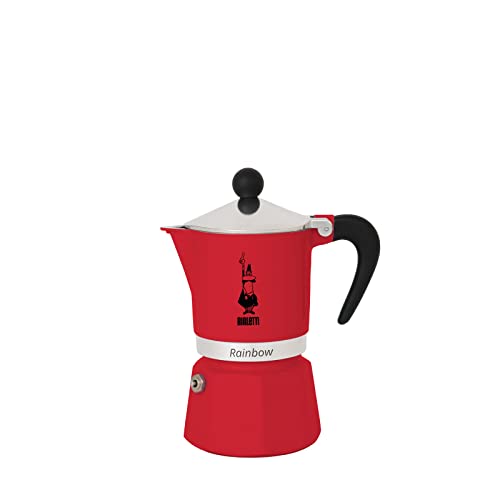 Bialetti Rainbow Espresso Maker for 6 Cups, Aluminium Stovetop Coffee Maker, Red, 30 x 20 x 15 cm