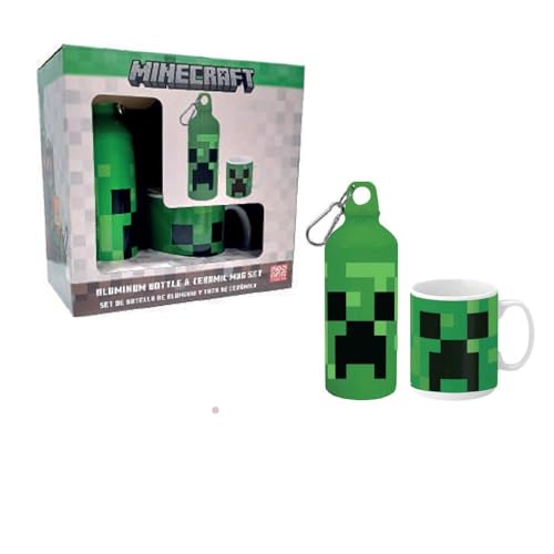 Kids Licensing Minecraft Aluminium Drinking Bottle and Cup Set, 500 ml (MC00015)