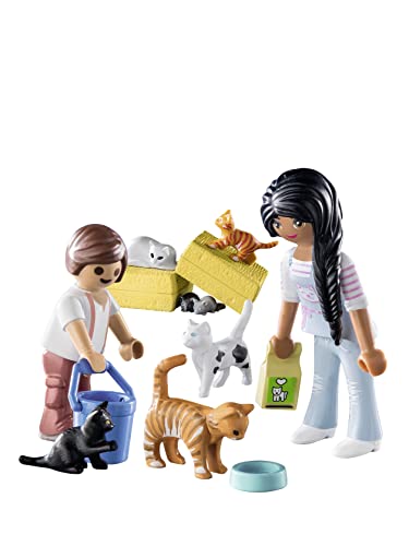 Playmobil 71309 Country Cat Family, Katzen und Kätzchen, Bio-Bauernhof, nachhaltig