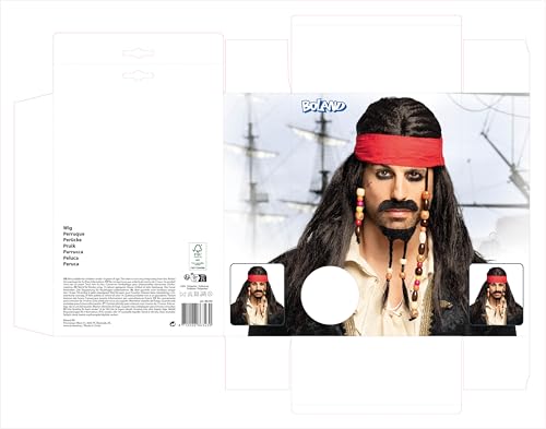 Boland Pirate Wig with Beard and Mustache, Dark Brown, Standard Size (86343)