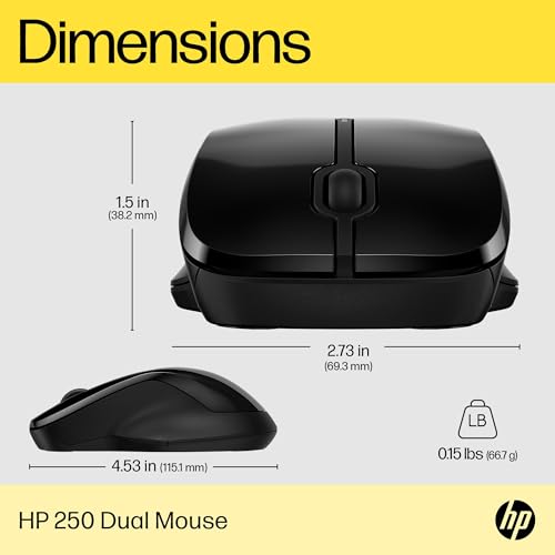 HP Souris Double 250 Wireless Mouse - Dual-Mode Connectivity, AmDesign, Recycled Materials