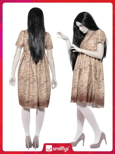 Smiffys Women's Evil Spirit Costume - Grey Decayed Dress & Wig [Model 47561S, Halloween, Themed Parties]