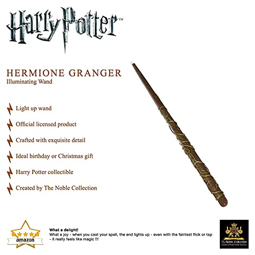 The Noble Collection Harry Potter Hermine Grangers leuchtender Zauberstab – 15 Zoll (39 cm) leuchtender Zauberstab