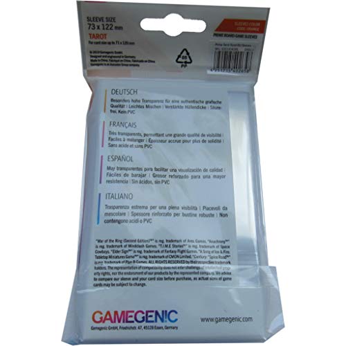 GAMEGEN!C Prime Tarot-Sized Sleeves 73 x 122 mm (50), Clear (GG1041)