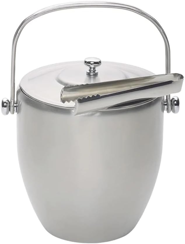 BarCraft - Stainless Steel Ice Bucket with Lid and Tongs - Stylish Ice Container for Cocktails and Drinks