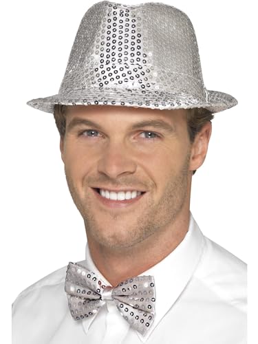 Smiffys Unisex Pailletten-Trilby-Hut (Silber)