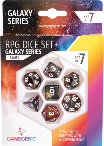 Asmodee Gamegenic Galaxy Series Mars RPG Dice Set (GGS50015ML)