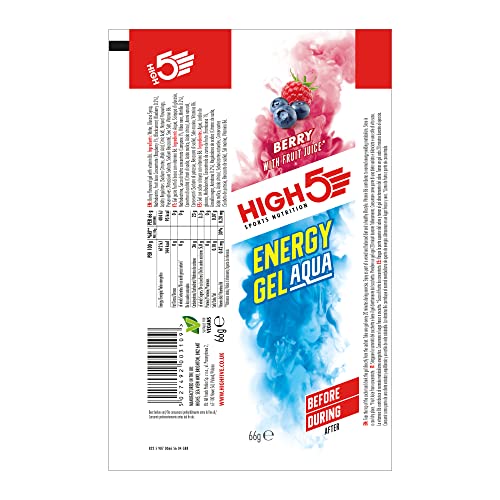 HIGH5 - Energy Gel Aqua Quick Release Energy Gel with Natural Fruit Juice (20 x 66g Sachets, Berry Flavor)