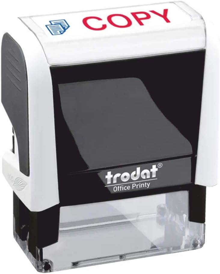 Trodat Stamp 4912 Office Printy with English Text COPY – Self-Inking Stamp, Red and Blue Ink, Eco-Friendly Design