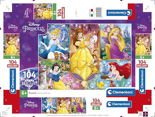 Clementoni - Disney Princess Brilliant Puzzle 104-Piece Jigsaw Puzzle for Kids