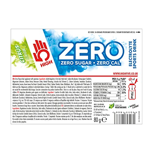 HIGH5 ZERO Electrolyte Tablets | Sugar-Free Hydration Tablets with Vitamin C | 0 Calories | Citrus Flavor | 160 Tablets (Pack of 8) (HIGZERZ66A)