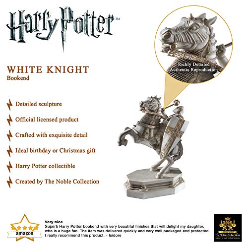 The Noble Collection Harry Potter White Knight Bookend - 12in (30cm) Hand Painted Bookend Sculpture - Harry Potter Film Set Movie Props Gifts