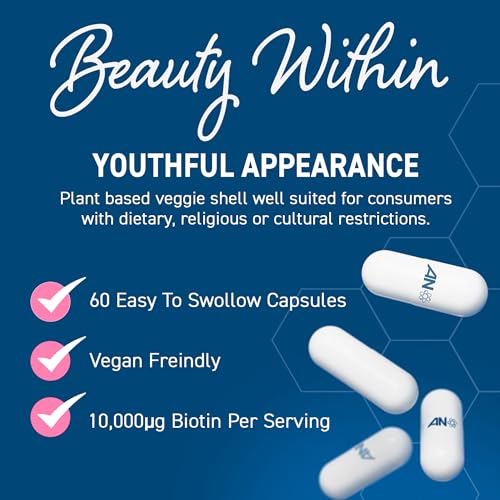 Applied Nutrition Hair, Skin, Nails - Biotin & Marine Collagen Supplement for Healthy Hair, Skin, and Nails - 60 Capsules