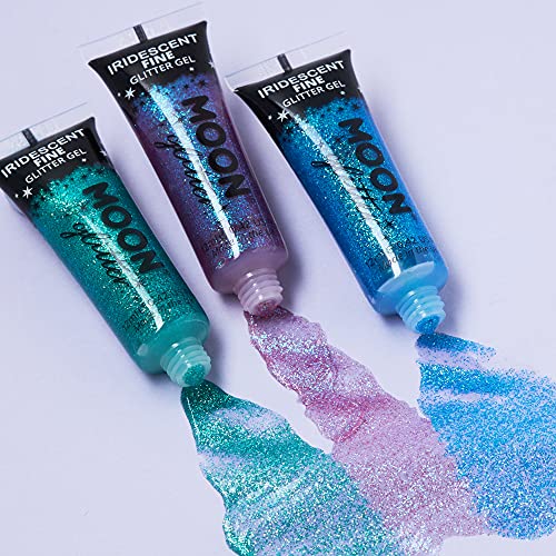 Schillerndes feines Glitzergel für Gesicht und Körper von Moon Glitter – Gelb – Kosmetische Festival-Glitzer-Gesichtsfarbe für Gesicht, Körper, Haare, Nägel – 12 ml