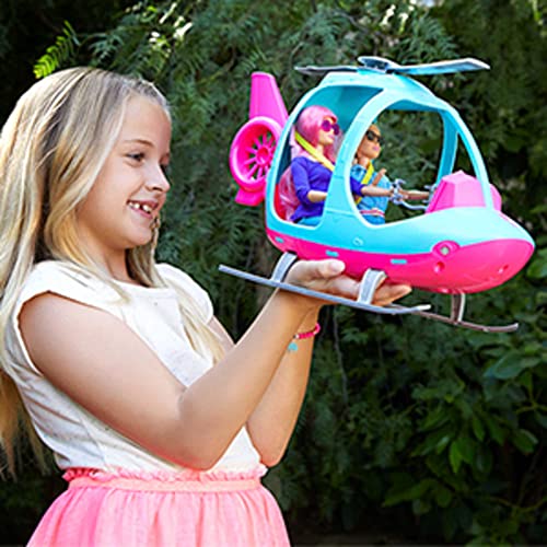 Barbie Helicopter with Spinning Rotor - Pink & Blue Toy Vehicle for Ages 3-8 (FWY29)