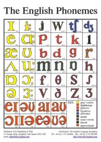 The English Phonemes in Colour - TEFL Pronunciation Classroom Wall Poster for Language Learning