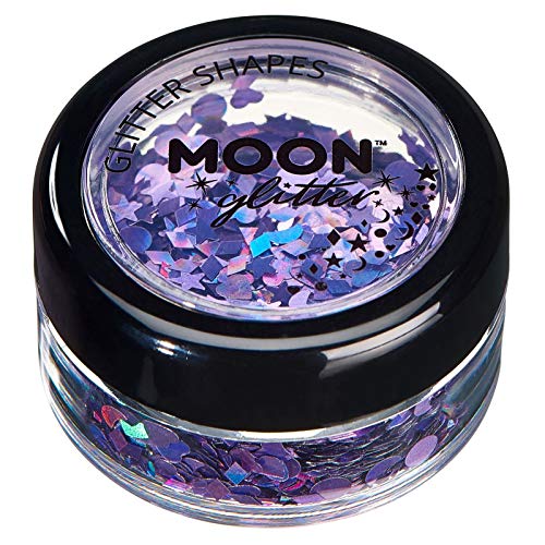 Smiffys Holographic Glitter Shapes di Moon Glitter - Viola - 3g