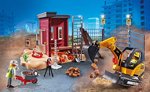 Playmobil City Action Construction Small Excavator - Movable Bucket & 2 Figures (70443)