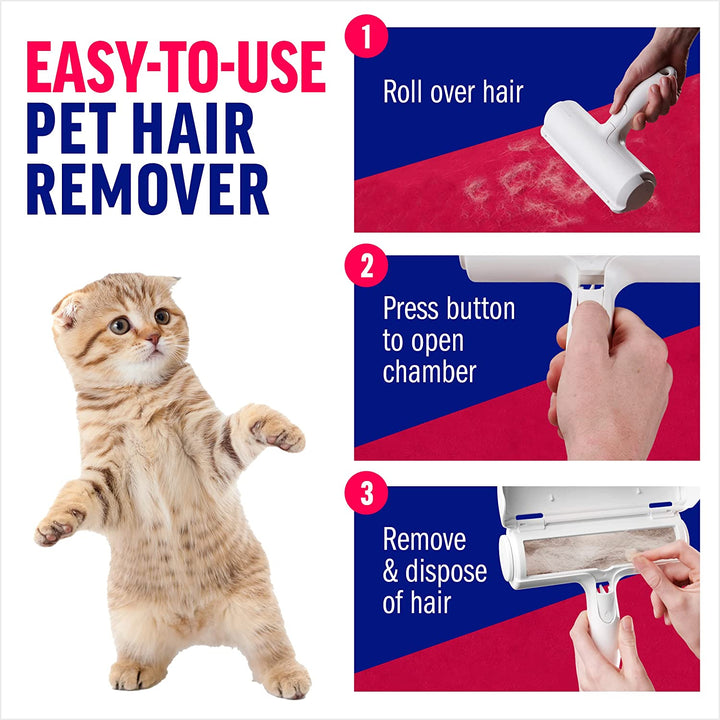 Pet Hair Remover Roller with Self-Cleaning Base - Efficient Dog & Cat Fur Removal Tool for Furniture