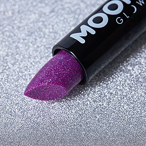 Neon UV Glitter Lipstick van Moon Glow - Paars - Heldere neonkleurige lippenstift