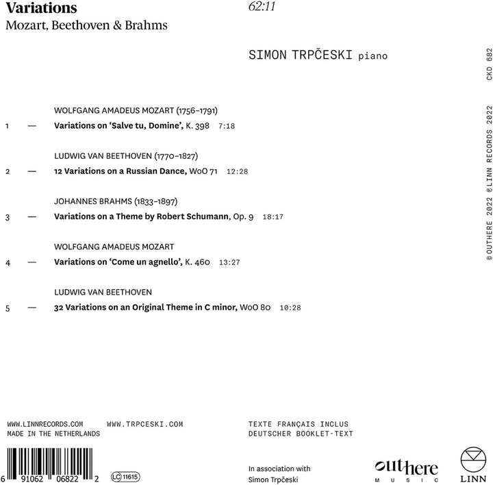 Variations: Simon Trpčeski's Solo Piano Album Featuring Mozart, Brahms & Beethoven