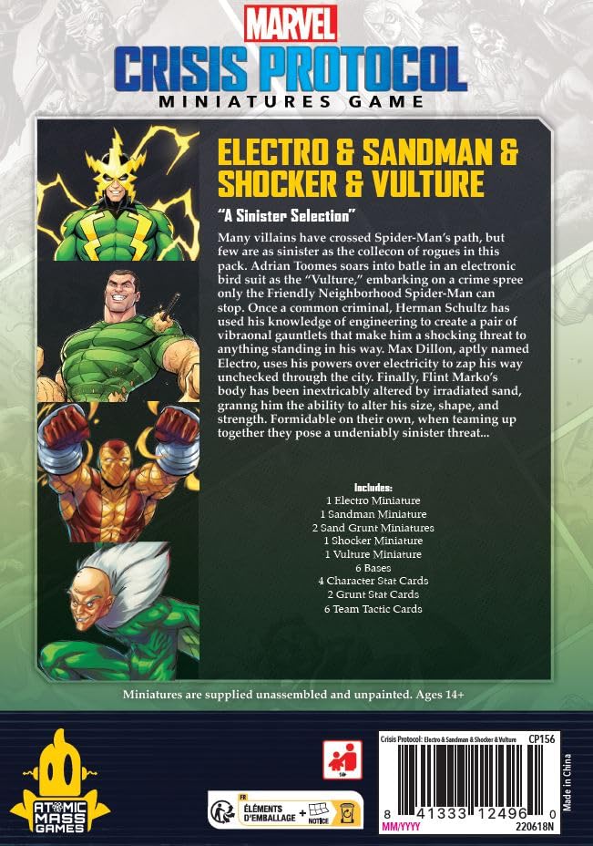 Atomic Mass Games Marvel Crisis Protocol Character Pack: Electro, Sandman, Shocker & Vulture (FFGCP156)