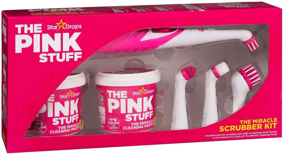 The Pink Stuff Sonic Scrubber Kit with Miracle Cleaning Paste and 4 Brush Heads