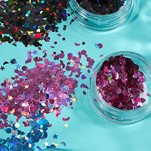 Smiffys Holografische Glitter Vormen van Moon Glitter - Paars - 3g