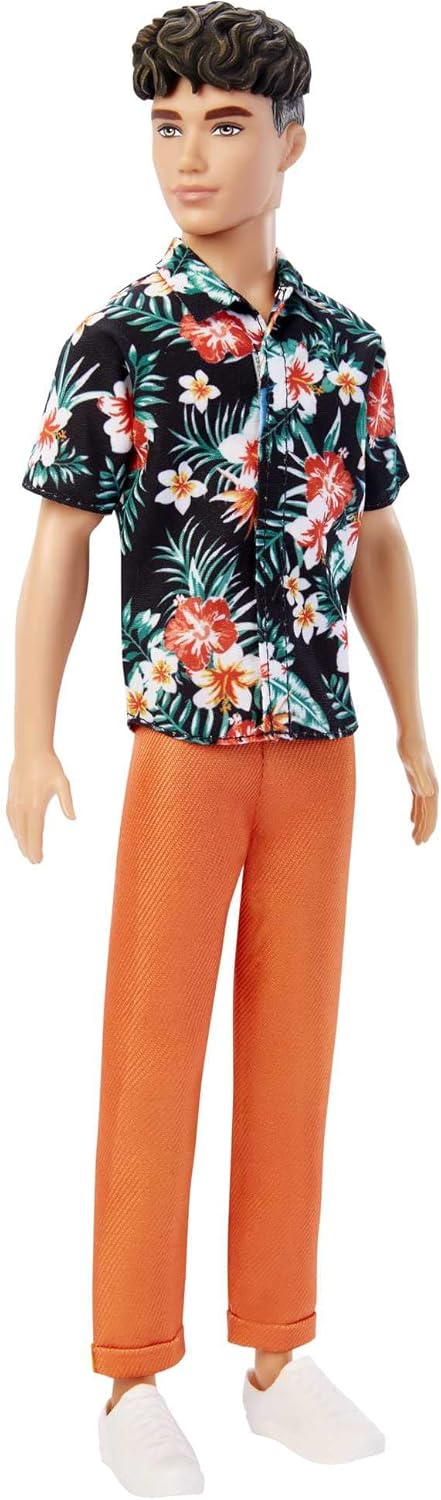 Barbie Fashionistas Ken Doll - Trendy Tropical Look with Reusable Vinyl Bag