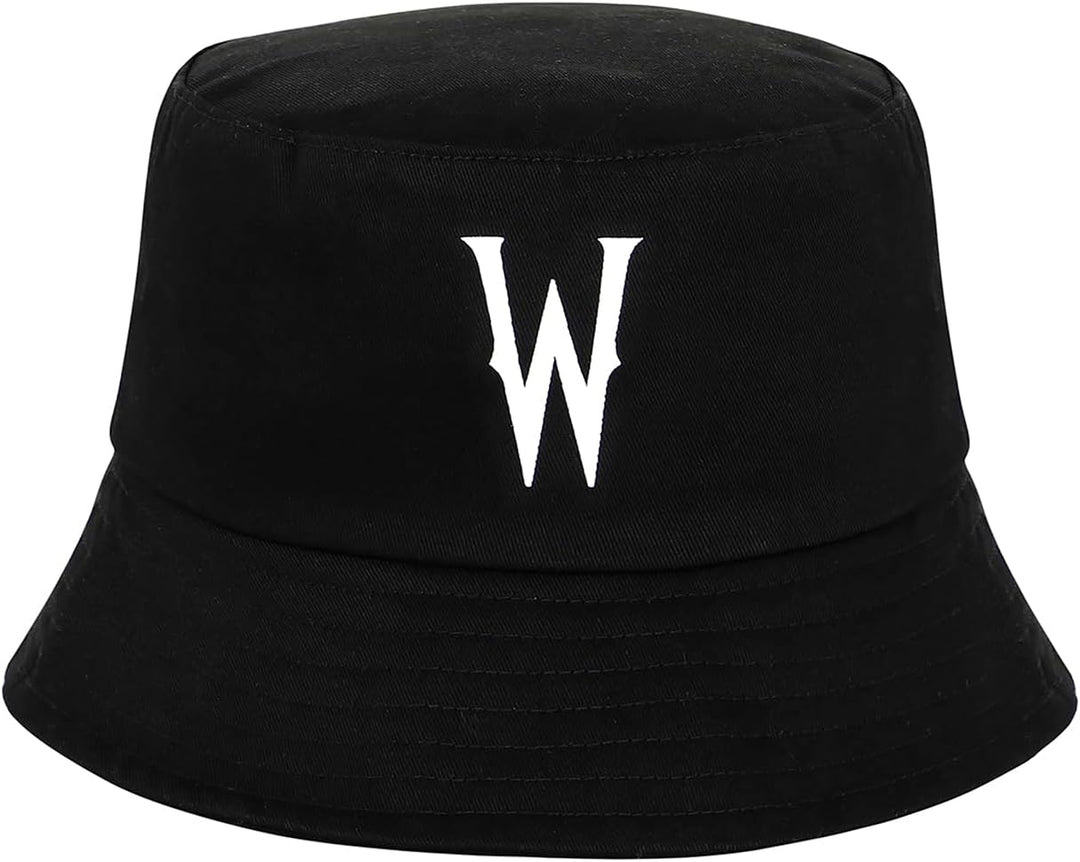 Wednesday W-Children's Bucket Hat, Black - Stylish and Durable Sun Protection for Kids