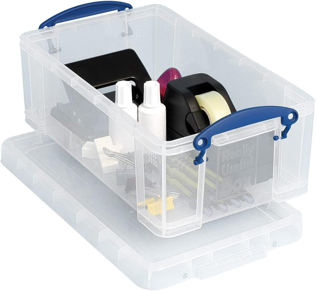 Really Useful Storage Box 5 Litre Clear - Transparent Stackable Plastic Organizer Box with Clip Lock Handles