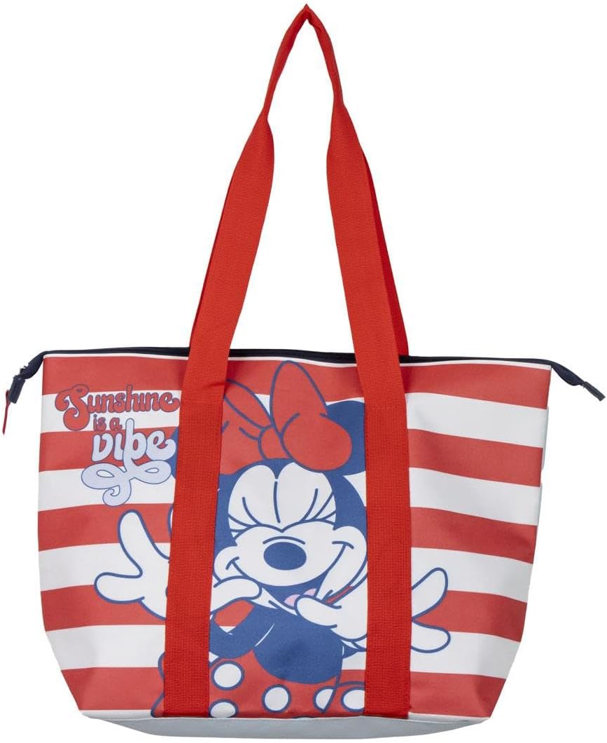 Minnie Mouse Beach Bag - Red and White - 47 x 33 x 15 cm - Made of Polyester - F