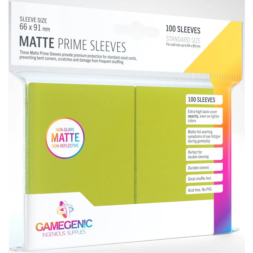 Gamegenic GGS11034ML Matte Prime Sleeves (100-Pack), Lime