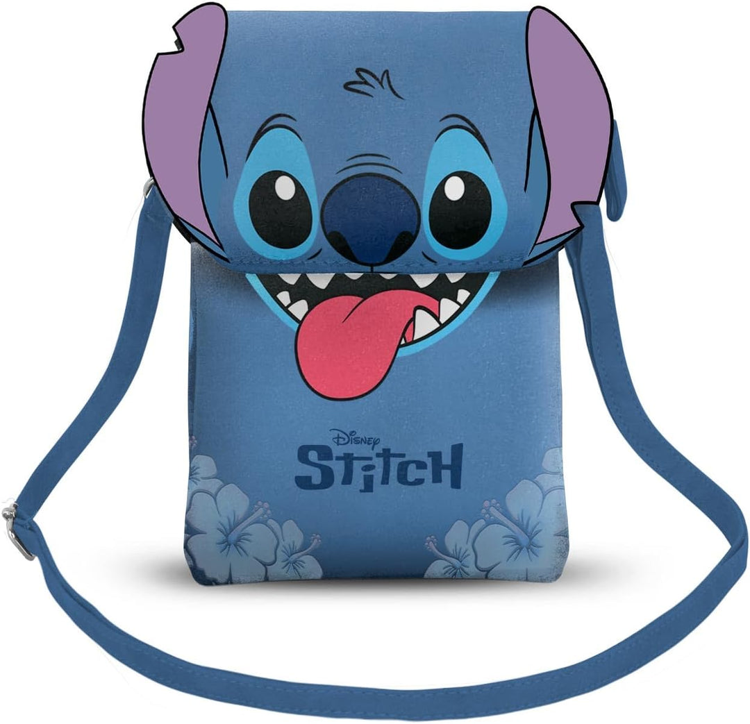 Disney Lilo and Stitch Tongue-Mobile Phone Bag, Blue, 12 x 20 cm