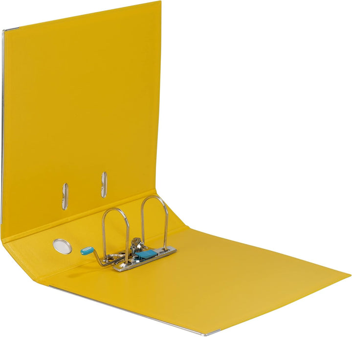 Elba A4 70mm Strongline Plastic On Board Lever Arch File, Yellow - Heavy-Duty Filing Solution for Legal and Office Use