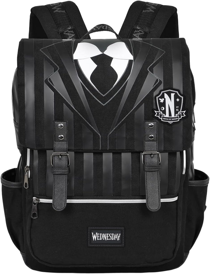 Wednesday Retro-Inspired Oxford Backpack, Black (06009)