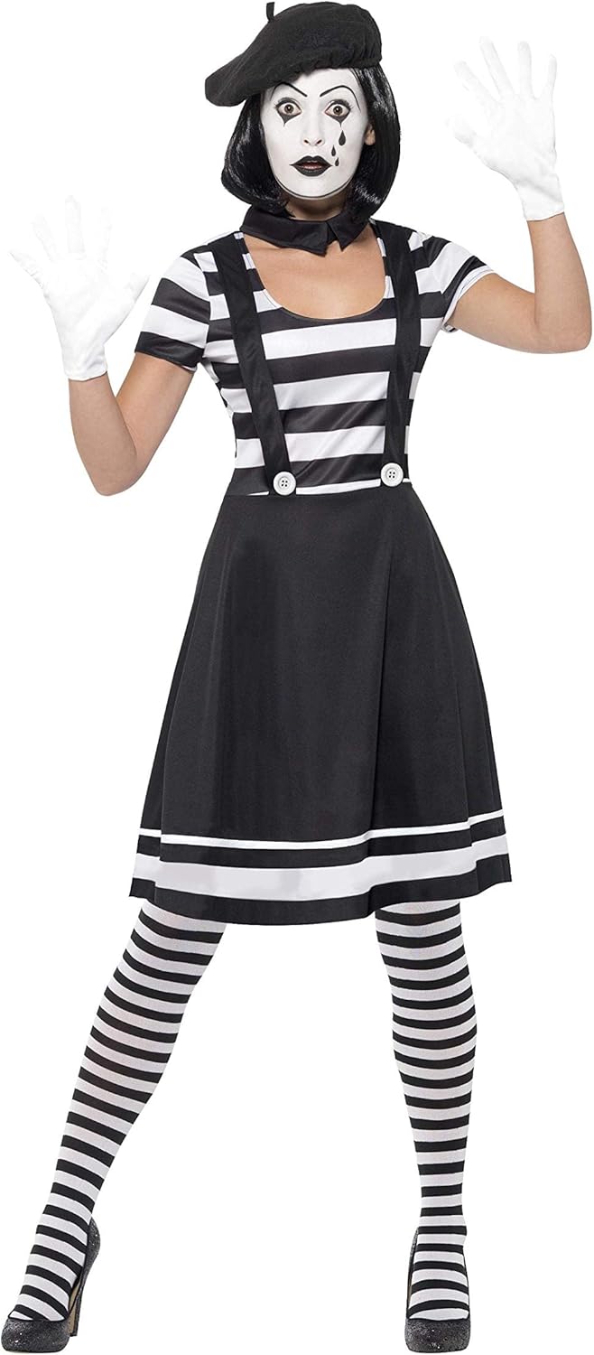 Smiffys Lady Mime Artist Costume - Adult Women's Size 12-14 (24627S)