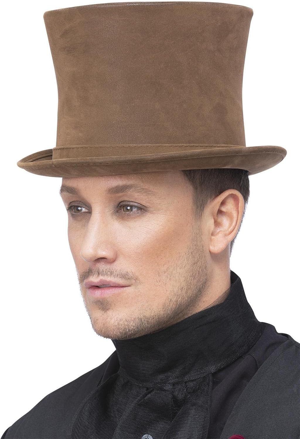 Smiffys 52823 Brown Deluxe Authentic Victorian Top Hat - Unisex Adult Costume Accessory, One Size