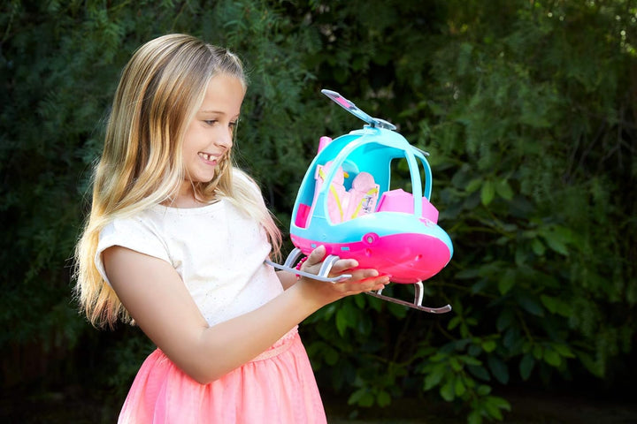 Barbie Helicopter with Spinning Rotor - Pink & Blue Toy Vehicle for Ages 3-8 (FWY29)