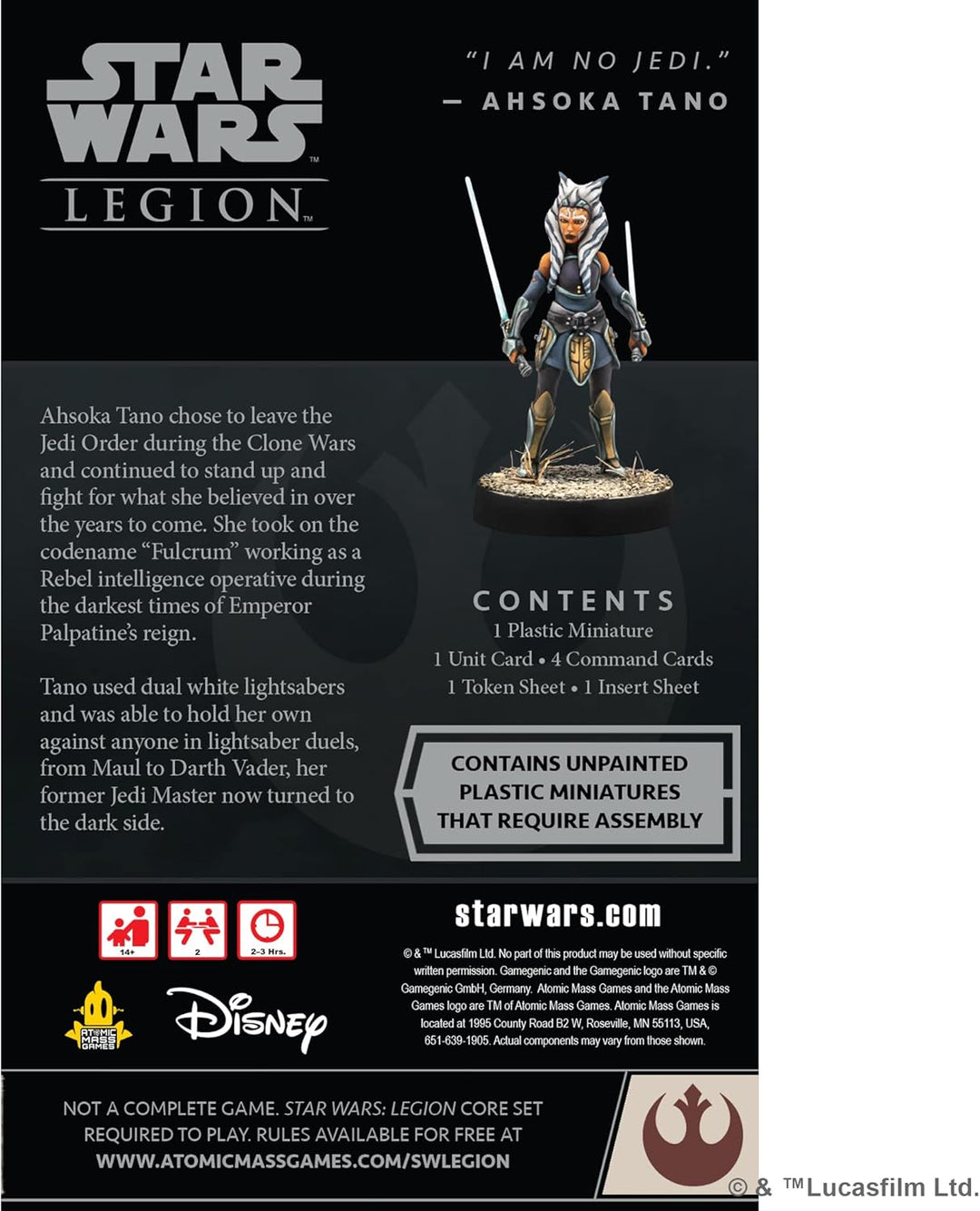 Atomic Mass Games Star Wars Ahsoka Tano Operative Expansion Miniature (FFGSWL106)