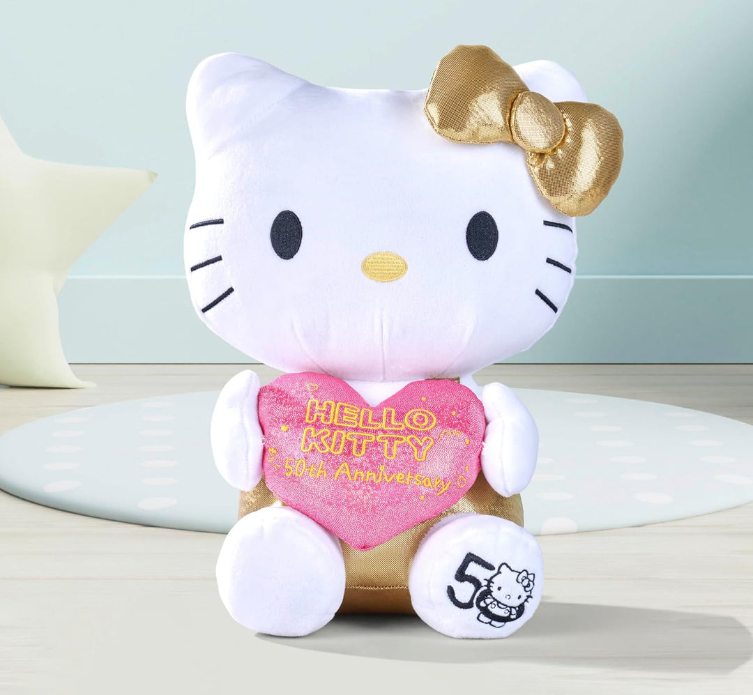 Hello Kitty 50th Anniversary Plush Figure - Golden Edition Collectible for Ages 3+