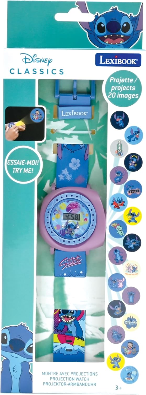 LEXIBOOK Disney Adjustable Projection Watch Digital screen-20 Images of Lilo & S