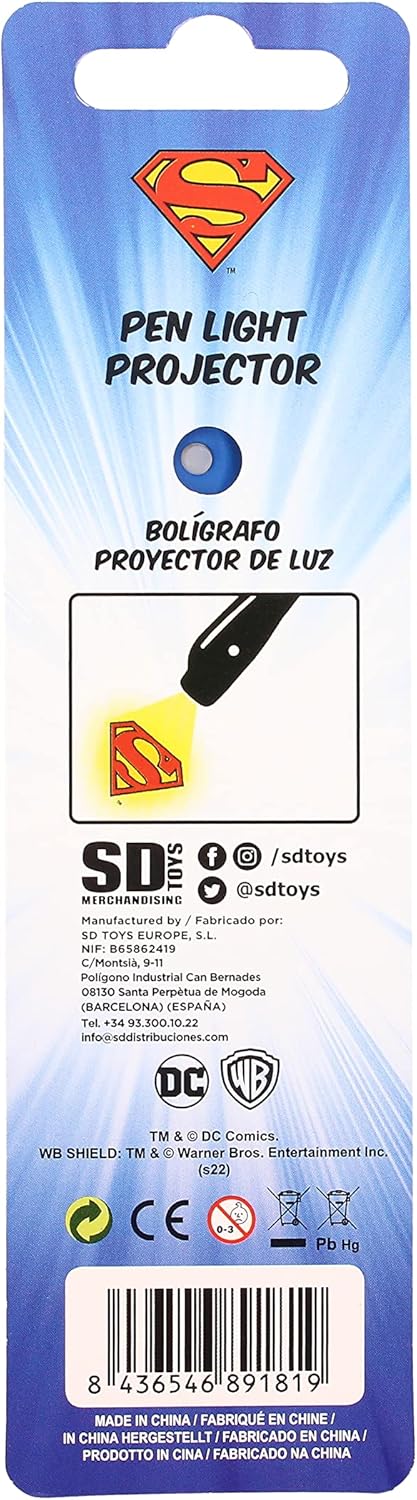 SD Toys DC Universe Superman Light-Up Pen - Collectible Light-Up Writing Tool