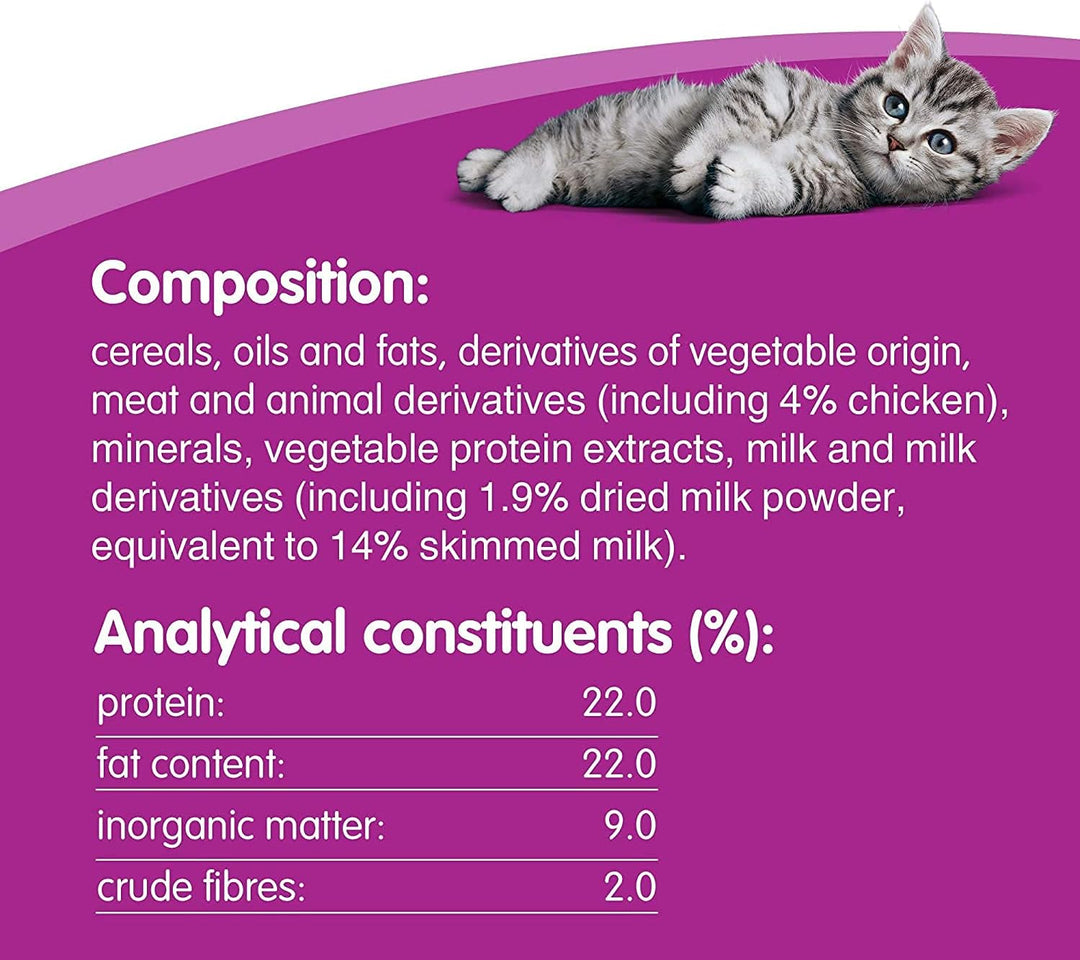 Whiskas Kitten 2-12 Months Milky Treats 55g - Crunchy & Soft Cat Snacks for Healthy Growth